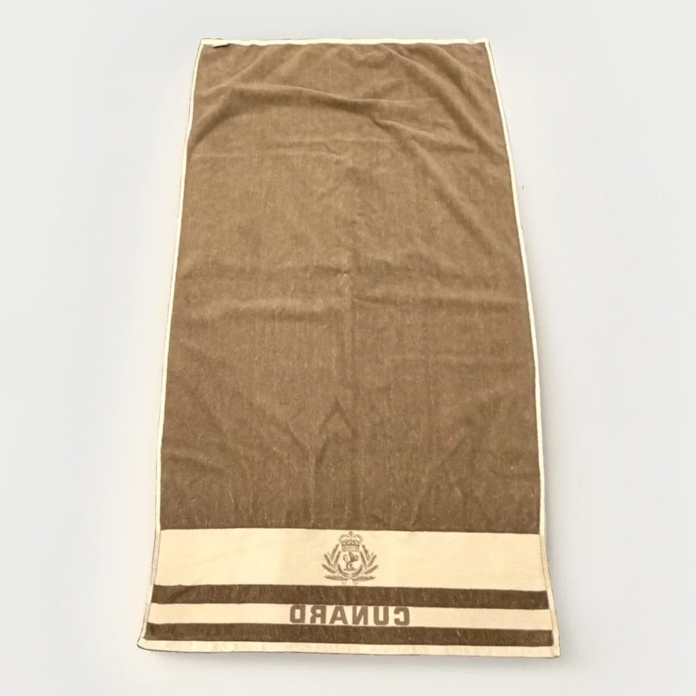 Cunard Cruise Line Sobel Westex Beach Pool Towel 63x33 100% Cotton Brown